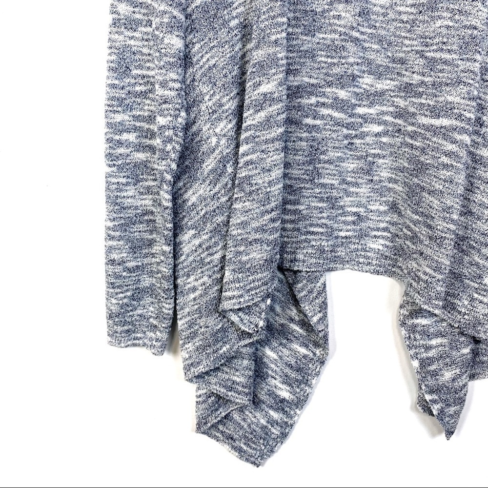 Ady P Space Dye Draped Open Front Waterfall Long Sleeve Cardigan in Blue Size XL - Picture 9 of 11